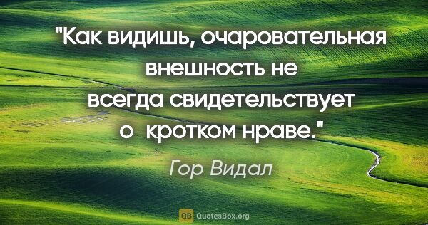 Гор Видал цитата: "Как видишь, очаровательная внешность не всегда свидетельствует..."