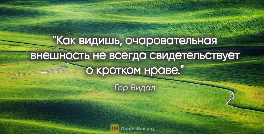 Гор Видал цитата: "Как видишь, очаровательная внешность не всегда свидетельствует..."