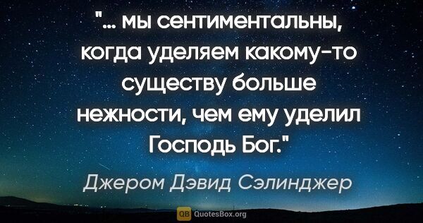 Джером Дэвид Сэлинджер цитата: "… мы сентиментальны, когда уделяем какому-то существу больше..."