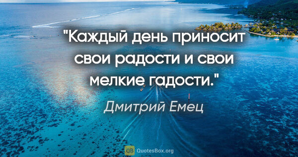 Дмитрий Емец цитата: "Каждый день приносит свои радости и свои мелкие гадости."