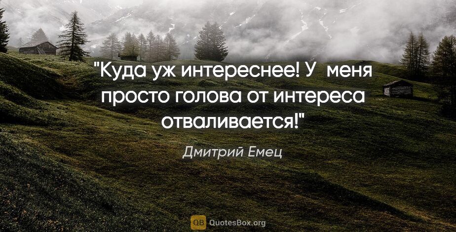 Дмитрий Емец цитата: "Куда уж интереснее! У меня просто голова от интереса..."