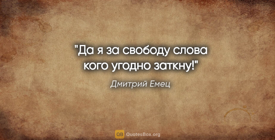 Дмитрий Емец цитата: "Да я за свободу слова кого угодно заткну!"