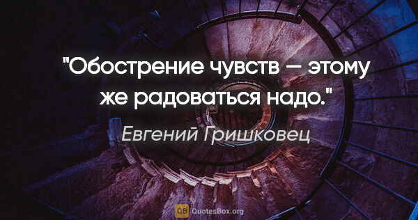 Евгений Гришковец цитата: "Обострение чувств — этому же радоваться надо."