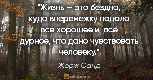 Жорж Санд цитата: "Жизнь — это бездна, куда вперемежку падало все хорошее и все..."