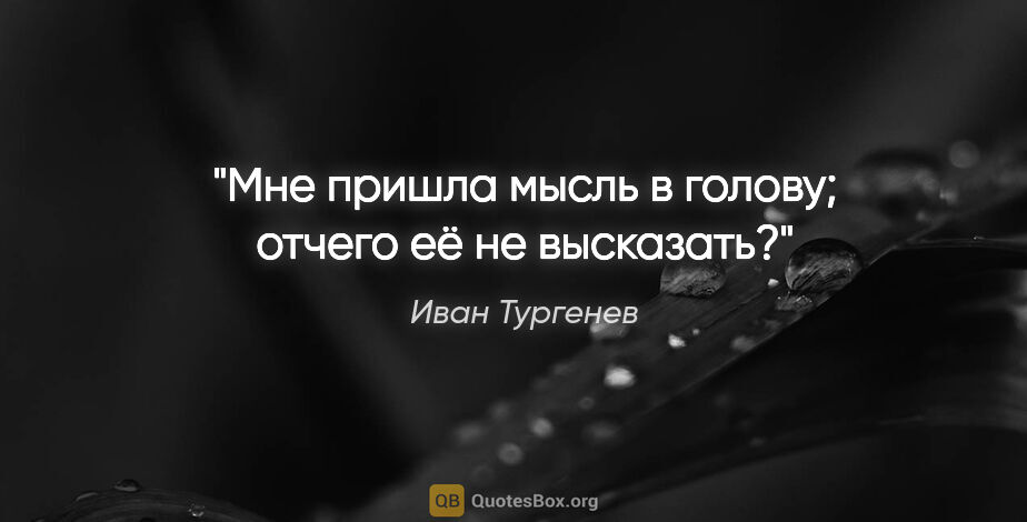 Иван Тургенев цитата: "Мне пришла мысль в голову; отчего её не высказать?"