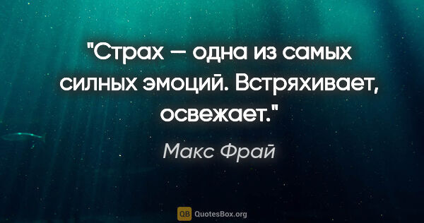 Макс Фрай цитата: "Страх — одна из самых силных эмоций. Встряхивает, освежает."