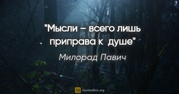 Милорад Павич цитата: "Мысли – всего лишь приправа к душе"
