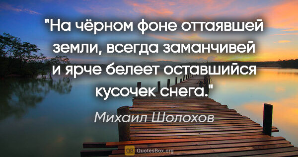 Михаил Шолохов цитата: "На чёрном фоне оттаявшей земли, всегда заманчивей и ярче..."