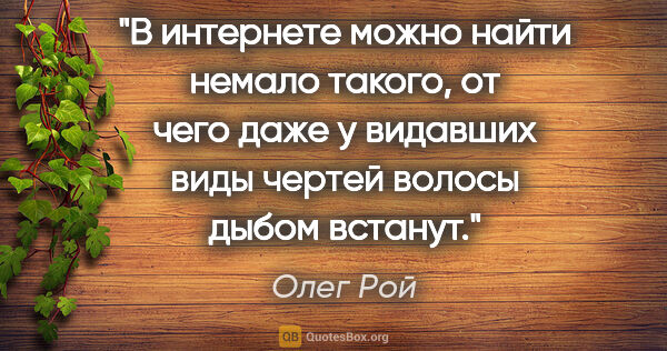 Олег Рой цитата: "В интернете можно найти немало такого, от чего даже у видавших..."