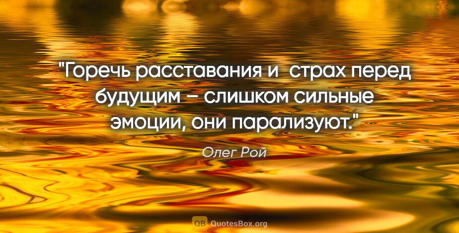 Олег Рой цитата: "Горечь расставания и страх перед будущим – слишком сильные..."