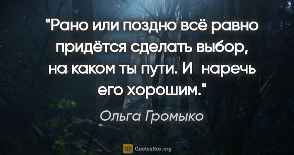 Ольга Громыко цитата: "Рано или поздно всё равно придётся сделать выбор, на каком ты..."