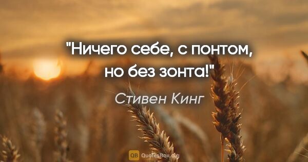 Стивен Кинг цитата: "Ничего себе, с понтом, но без зонта!"