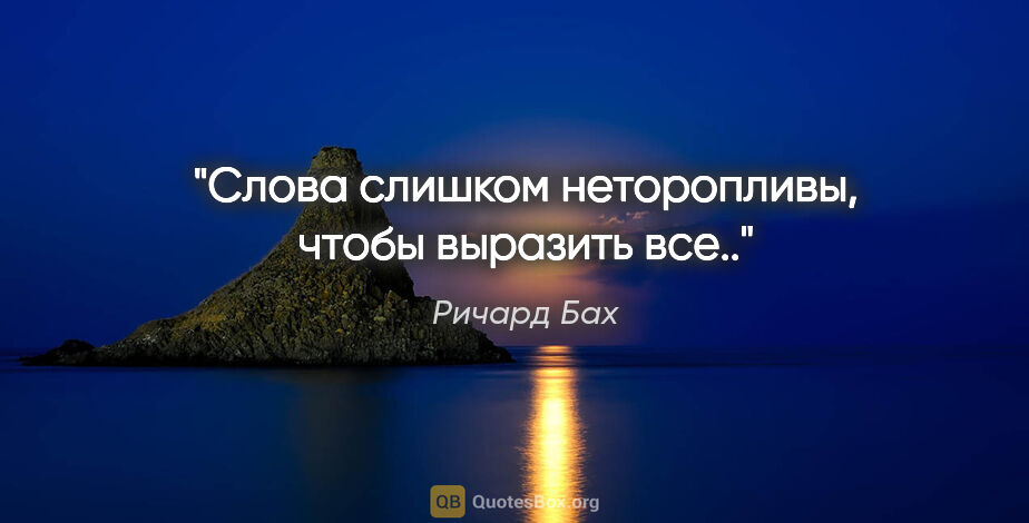 Ричард Бах цитата: "Слова слишком неторопливы, чтобы выразить все.."