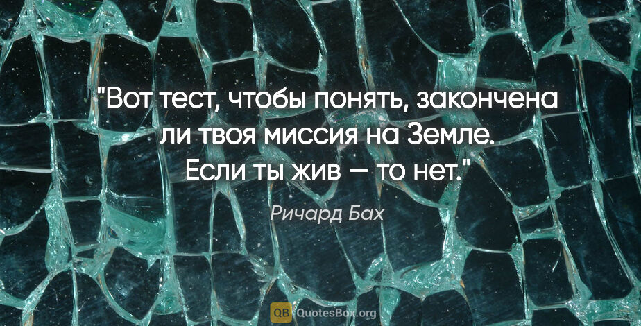 Ричард Бах цитата: "Вот тест, чтобы понять, закончена ли твоя миссия на Земле...."