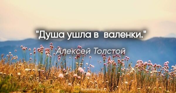 Алексей Толстой цитата: "Душа ушла в валенки."