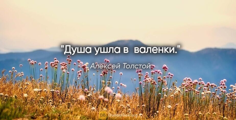 Алексей Толстой цитата: "Душа ушла в валенки."