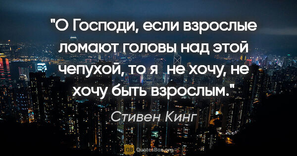 Стивен Кинг цитата: "О Господи, если взрослые ломают головы над этой чепухой, то..."