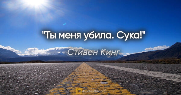 Стивен Кинг цитата: "Ты меня убила. Сука!"