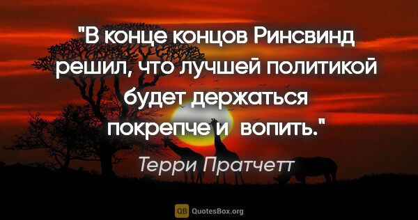 Терри Пратчетт цитата: "В конце концов Ринсвинд решил, что лучшей политикой будет..."