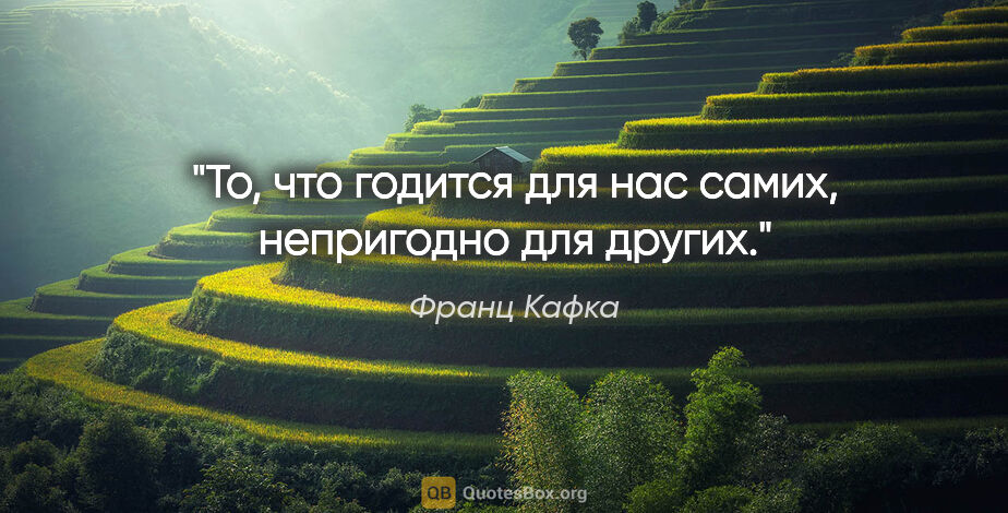 Франц Кафка цитата: "То, что годится для нас самих, непригодно для других."