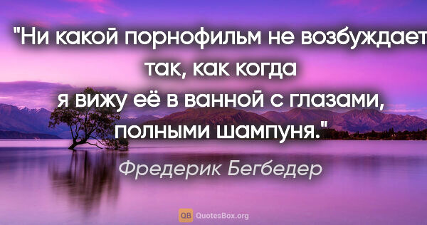 Фредерик Бегбедер цитата: "Ни какой порнофильм не возбуждает так, как когда я вижу её..."