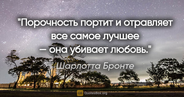 Шарлотта Бронте цитата: "Порочность портит и отравляет все самое лучшее — она убивает..."