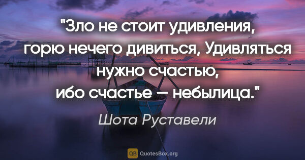 Шота Руставели цитата: "Зло не стоит удивления, горю нечего дивиться,

Удивляться..."