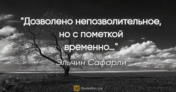 Эльчин Сафарли цитата: "Дозволено непозволительное, но с пометкой «временно»…"