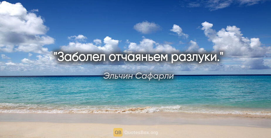 Эльчин Сафарли цитата: "Заболел отчаяньем разлуки."