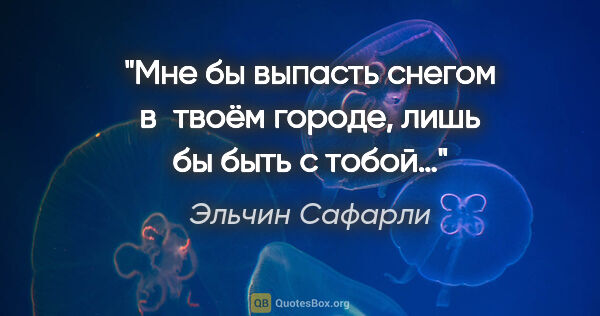 Эльчин Сафарли цитата: "Мне бы выпасть снегом в твоём городе, лишь бы быть с тобой…"