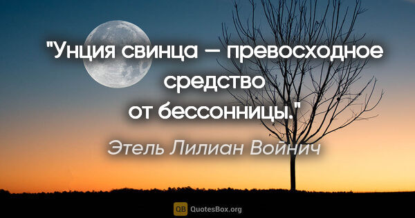 Этель Лилиан Войнич цитата: "Унция свинца — превосходное средство от бессонницы."