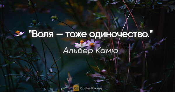Альбер Камю цитата: "Воля — тоже одиночество."