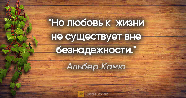 Альбер Камю цитата: "Но любовь к жизни не существует вне безнадежности."