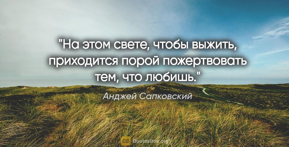 Анджей Сапковский цитата: "На этом свете, чтобы выжить, приходится порой пожертвовать..."