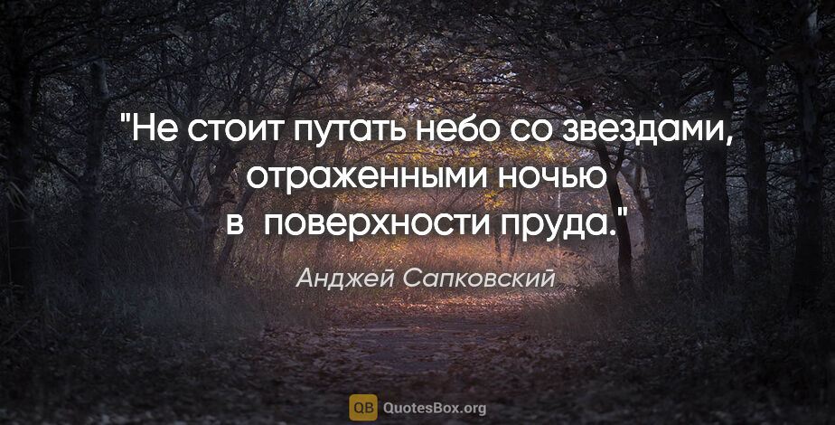 Анджей Сапковский цитата: "Не стоит путать небо со звездами, отраженными ночью..."