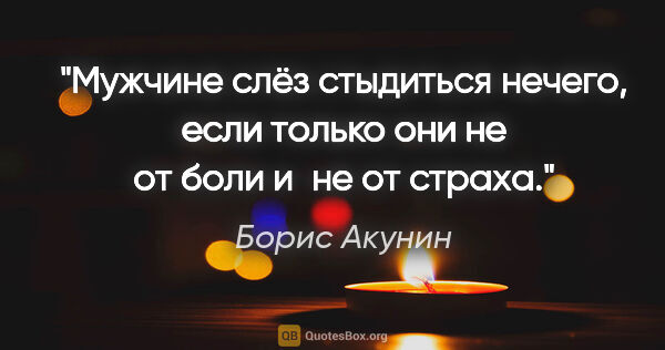 Борис Акунин цитата: "Мужчине слёз стыдиться нечего, если только они не от боли и не..."