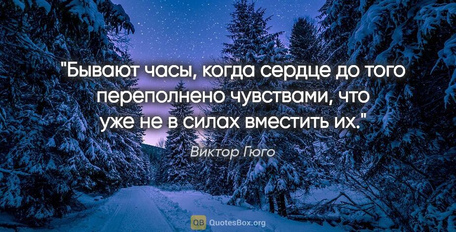 Виктор Гюго цитата: "Бывают часы, когда сердце до того переполнено чувствами, что..."