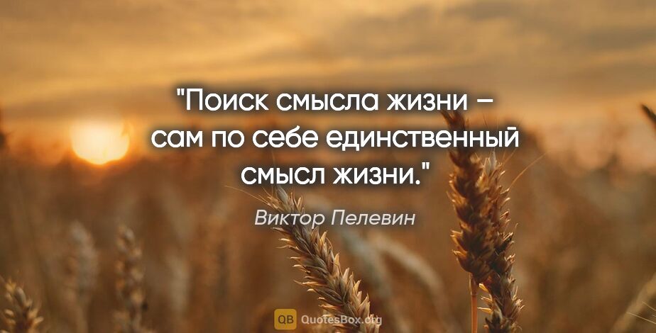 Виктор Пелевин цитата: "Поиск смысла жизни – сам по себе единственный смысл жизни."