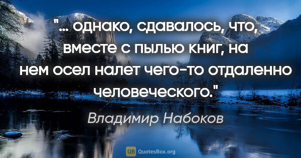 Владимир Набоков цитата: "… однако, сдавалось, что, вместе с пылью книг, на нем осел..."