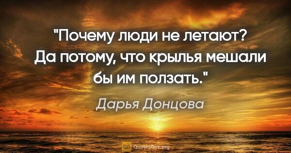 Дарья Донцова цитата: "Почему люди не летают? Да потому, что крылья мешали бы им..."