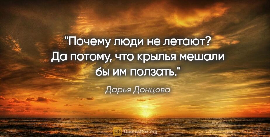 Дарья Донцова цитата: "Почему люди не летают? Да потому, что крылья мешали бы им..."