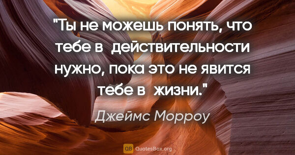 Джеймс Морроу цитата: "Ты не можешь понять, что тебе в действительности нужно, пока..."