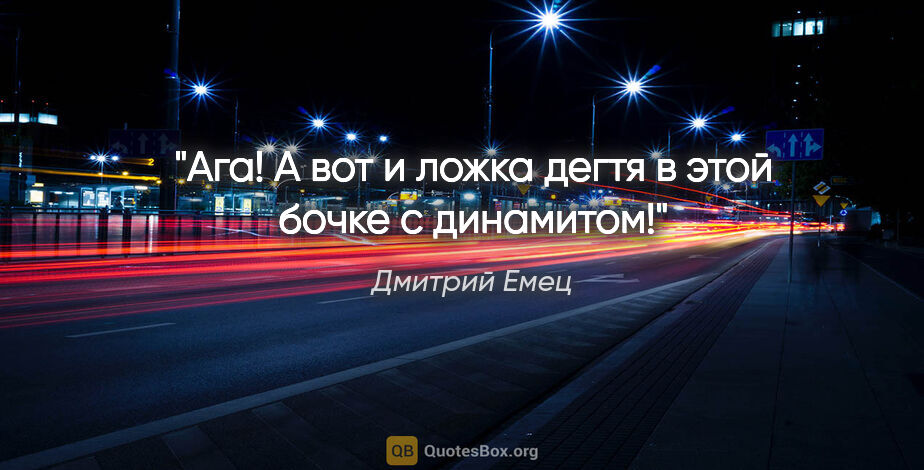 Дмитрий Емец цитата: "Ага! А вот и ложка дегтя в этой бочке с динамитом!"