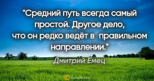 Дмитрий Емец цитата: "Средний путь всегда самый простой. Другое дело, что он редко..."
