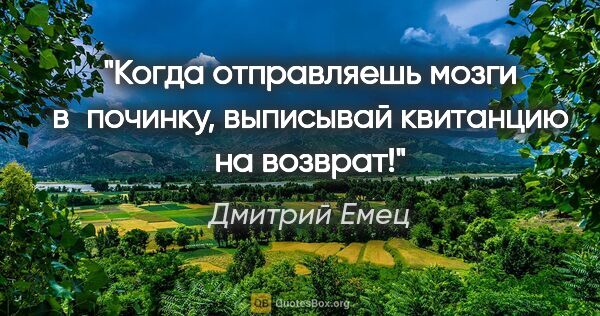 Дмитрий Емец цитата: "Когда отправляешь мозги в починку, выписывай квитанцию на..."