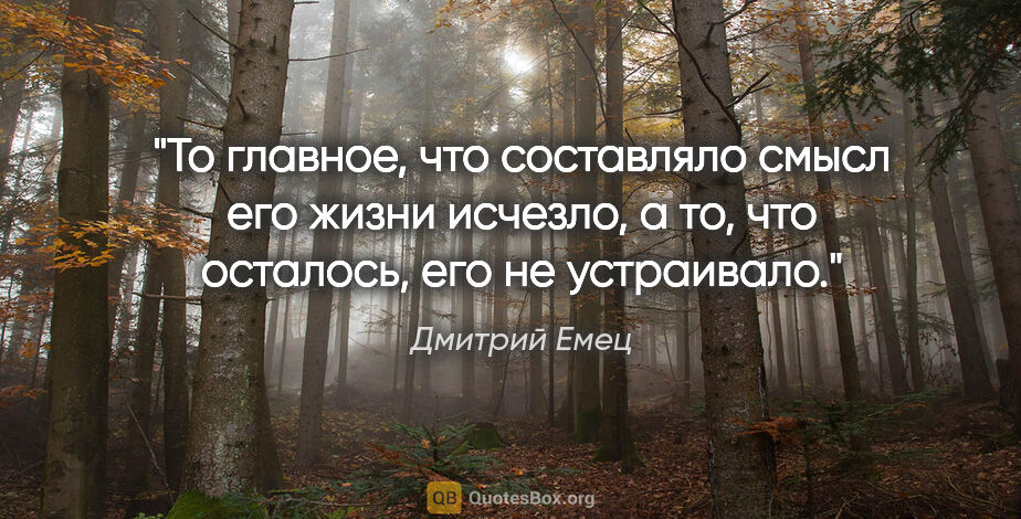 Дмитрий Емец цитата: "То главное, что составляло смысл его жизни исчезло, а то, что..."