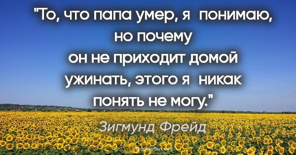 Зигмунд Фрейд цитата: "То, что папа умер, я понимаю, но почему он не приходит домой..."