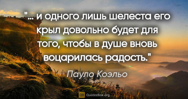 Пауло Коэльо цитата: "… и одного лишь шелеста его крыл довольно будет для того,..."
