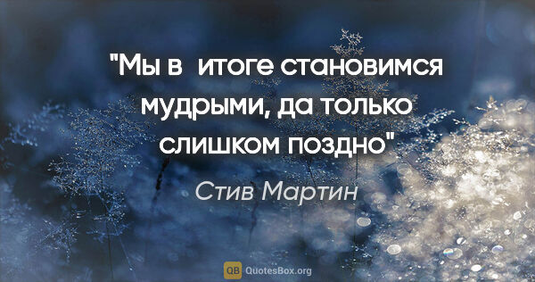 Стив Мартин цитата: "Мы в итоге становимся мудрыми, да только слишком поздно"