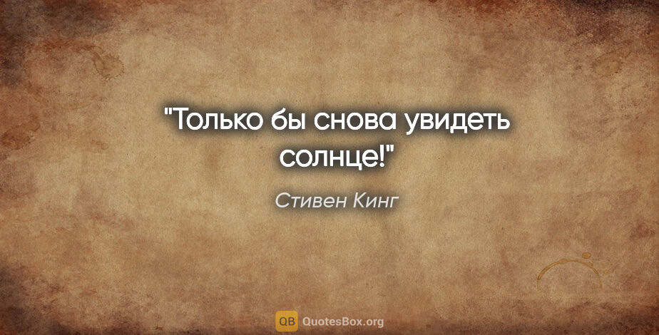 Стивен Кинг цитата: "Только бы снова увидеть солнце!"